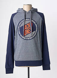 Sweat-shirt à capuche broderie manches longues bleu JACK & JONES homme