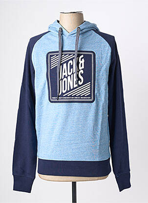 Sweat-shirt à capuche broderie manches longues bleu clair JACK & JONES homme