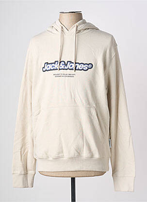 Sweat-shirt à capuche poches manches longues beige JACK & JONES homme