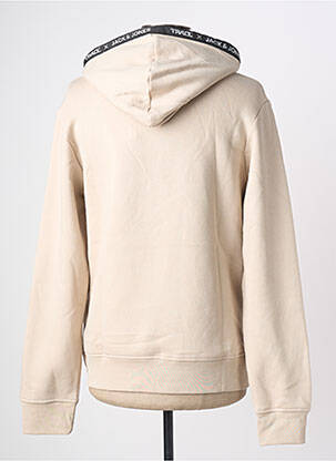 Sweat-shirt à capuche broderie manches longues beige JACK & JONES homme