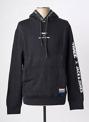 Sweat-shirt à capuche broderie manches longues noir JACK & JONES homme