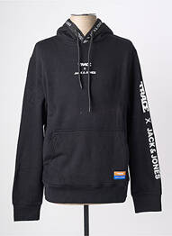 Sweat-shirt à capuche broderie manches longues noir JACK & JONES homme