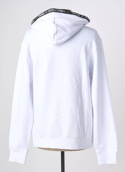 Sweat-shirt à capuche broderie manches longues blanc JACK & JONES homme