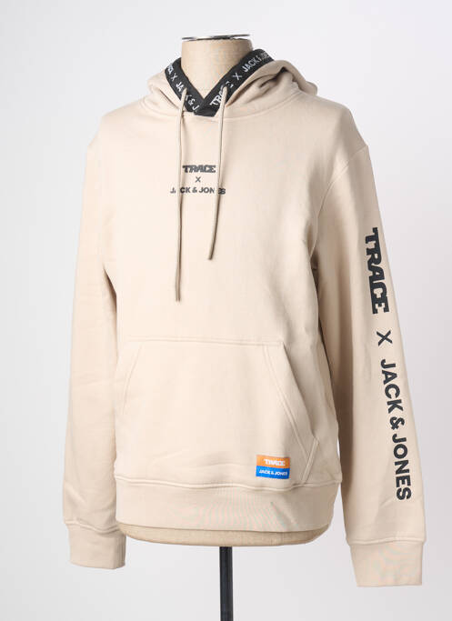 Sweat-shirt à capuche beige JACK & JONES homme