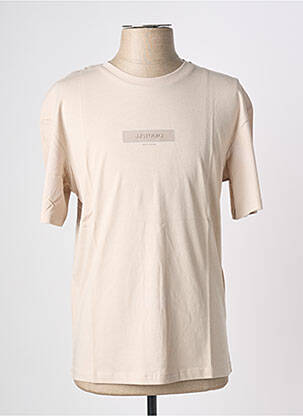 T-shirt coupe droite manches courtes beige JACK & JONES homme
