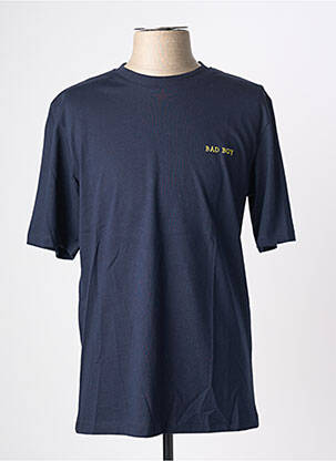 T-shirt broderie manches courtes bleu JACK & JONES homme