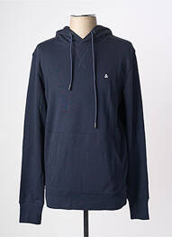 Sweat-shirt à capuche broderie manches longues bleu JACK & JONES homme