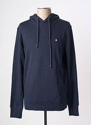 Sweat-shirt à capuche broderie manches longues bleu JACK & JONES homme