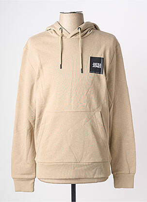 Sweat-shirt à capuche poches manches longues beige JACK & JONES homme