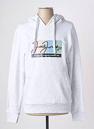 Sweat-shirt à capuche poches manches longues gris JACK & JONES homme