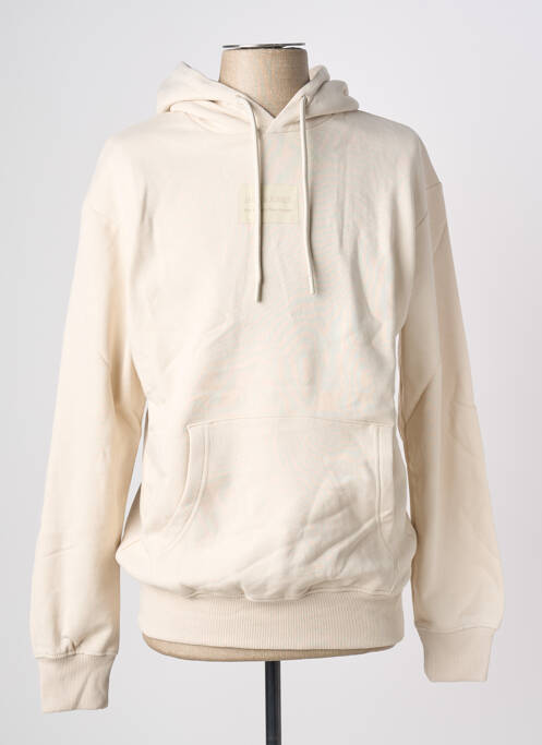 Sweat-shirt à capuche poches manches longues beige JACK & JONES homme