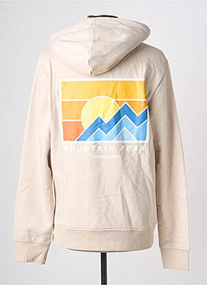 Sweat-shirt à capuche poches manches longues beige JACK & JONES homme