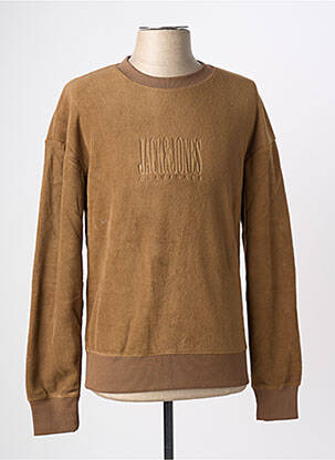 Pull col rond manches longues beige JACK & JONES homme