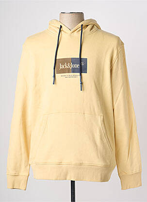 Sweat-shirt à capuche poches manches longues jaune JACK & JONES homme