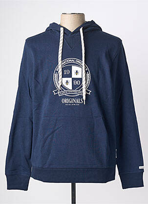 Sweat-shirt à capuche poches manches longues bleu JACK & JONES homme