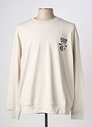 Sweat-shirt stretch manches longues beige JACK & JONES homme