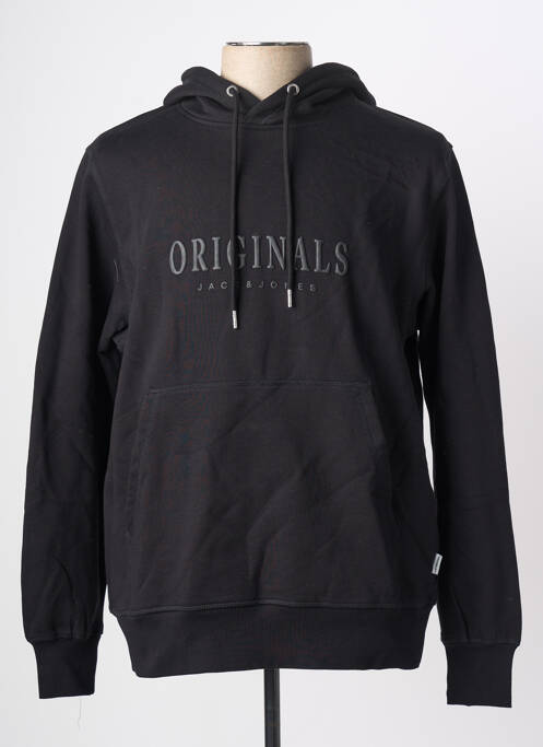 Sweat-shirt à capuche poches manches longues noir JACK & JONES homme