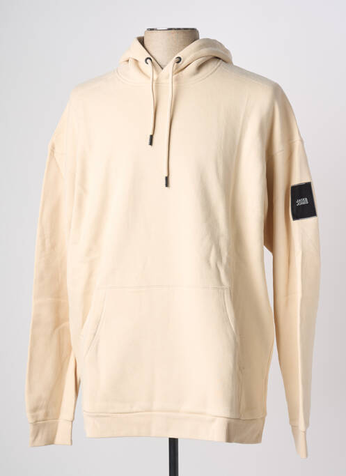 Sweat-shirt à capuche poches manches longues beige clair JACK & JONES homme