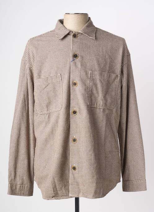 Chemise manches longues beige JACK & JONES homme
