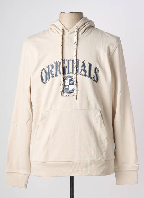 Sweat-shirt à capuche beige JACK & JONES homme