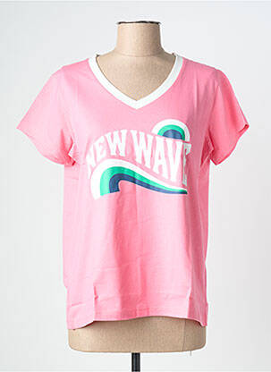 T-shirt sérigraphie floquée manches courtes rose NINE TEES femme