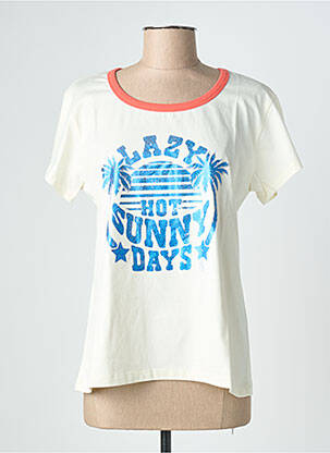 T-shirt sérigraphie floquée manches courtes blanc NINE TEES femme