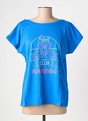 T-shirt sérigraphie floquée manches courtes bleu NINE TEES femme