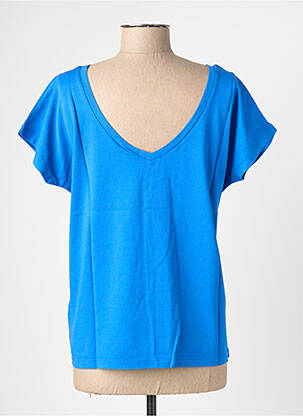 T-shirt sérigraphie floquée manches courtes bleu NINE TEES femme