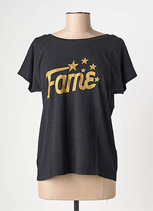 T-shirt sérigraphie floquée manches courtes noir NINE TEES femme