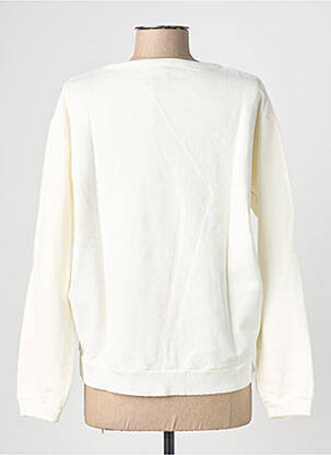 Sweat-shirt sérigraphie floquée manches longues blanc NINE TEES femme