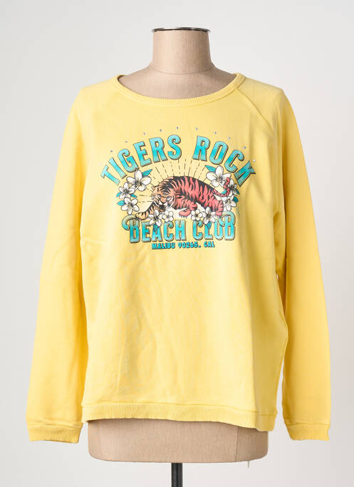 Sweat-shirt sérigraphie floquée manches longues jaune NINE TEES femme