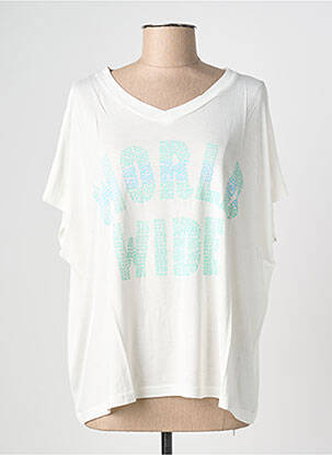 Top imprimé fantaisie manches courtes blanc NINE TEES femme
