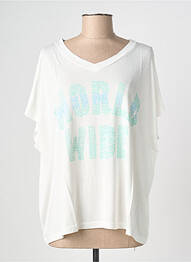 Top imprimé fantaisie manches courtes blanc NINE TEES femme