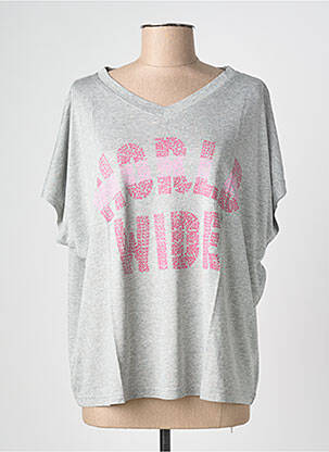 Top imprimé fantaisie manches courtes gris NINE TEES femme