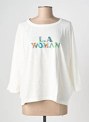 T-shirt coupe droite manches 3/4 blanc NINE TEES femme