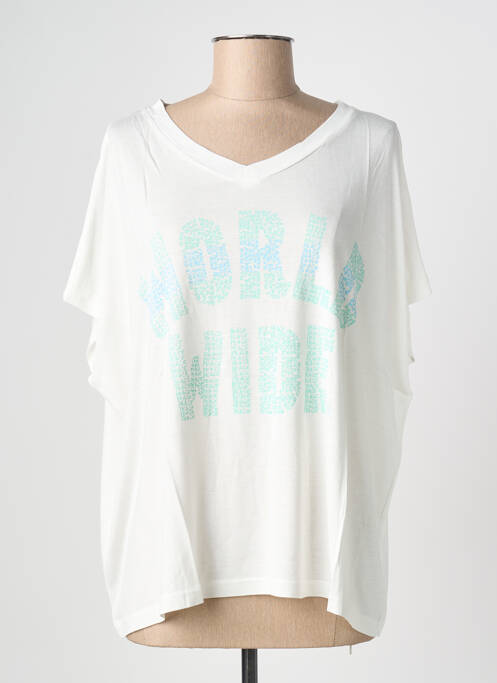 Top imprimé fantaisie manches courtes blanc NINE TEES femme