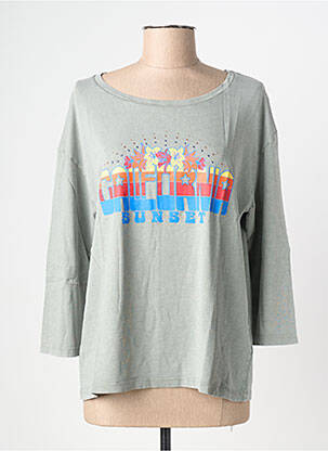 T-shirt coupe droite manches 3/4 vert NINE TEES femme