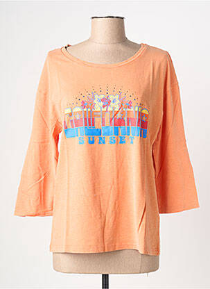 T-shirt manches 3/4 manches 3/4 orange NINE TEES femme