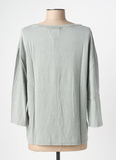 T-shirt sérigraphie floquée manches 3/4 vert NINE TEES femme