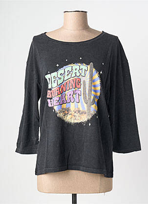 T-shirt manches 3/4 manches 3/4 noir NINE TEES femme