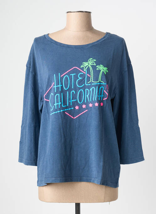 T-shirt manches 3/4 manches 3/4 bleu NINE TEES femme
