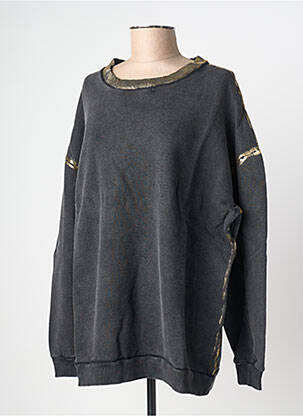 Sweat-shirt manches longues manches longues noir NINE TEES femme