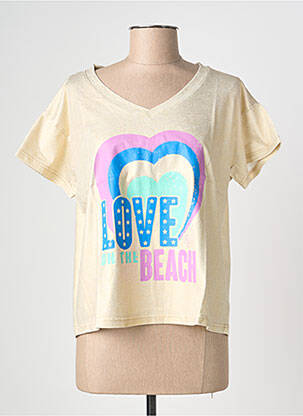T-shirt sérigraphie floquée manches courtes or NINE TEES femme