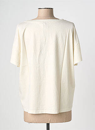 T-shirt sérigraphie floquée manches courtes beige NINE TEES femme