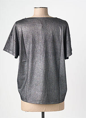 T-shirt sérigraphie floquée manches courtes noir NINE TEES femme