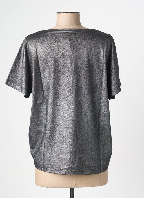 T-shirt sérigraphie floquée manches courtes noir NINE TEES femme
