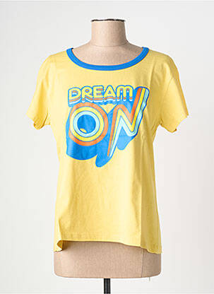 T-shirt sérigraphie floquée manches courtes jaune NINE TEES femme