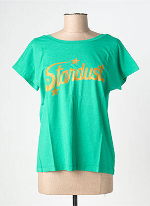 T-shirt sérigraphie floquée manches courtes vert NINE TEES femme