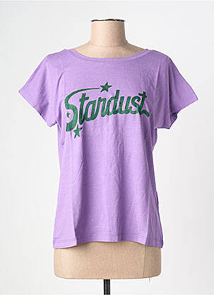 T-shirt sérigraphie floquée manches courtes violet NINE TEES femme