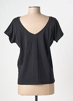 T-shirt sérigraphie floquée manches courtes noir NINE TEES femme